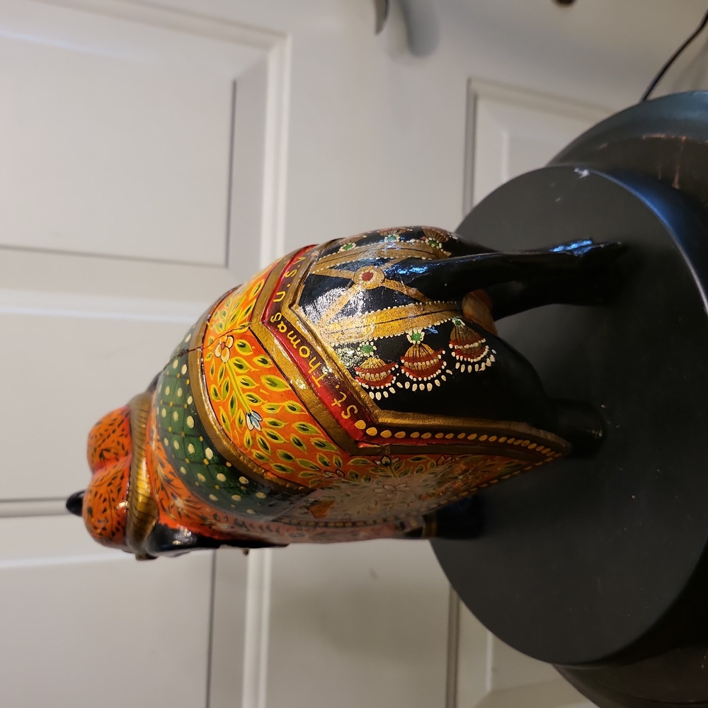 Vintage Asian Hand Painted Wooden Elephant - Picture 3 of 12